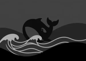 Graphic of the DeepSeek logo swinging