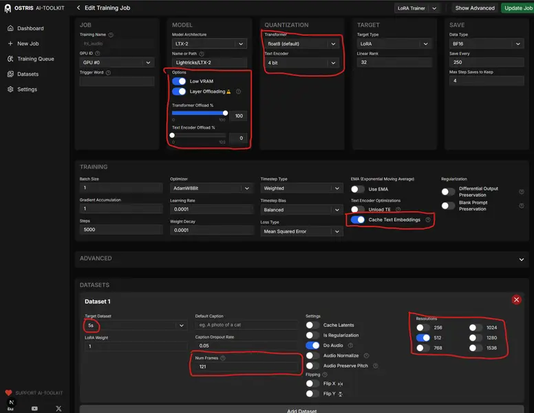 Screenshot of AI Tookit LTX2 Video lora support