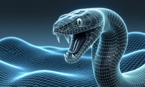 Digital black mamba graphic for the BitMamba-2-1B model