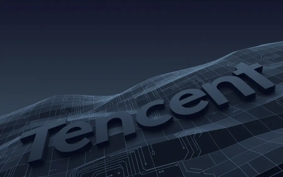 Graphical logo for tencent in a digital style
