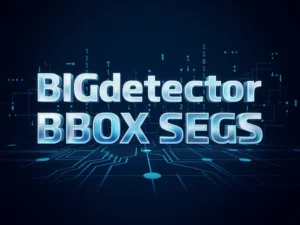 Image of text reads BIGdetector BBOX SEGS in a digtial style