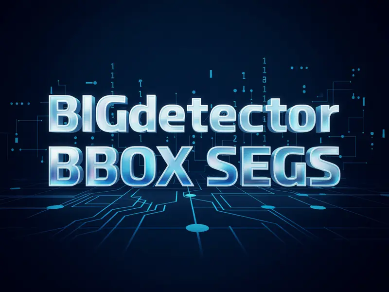 Image of text reads BIGdetector BBOX SEGS in a digtial style