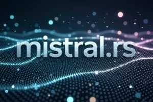 Stylish digital bokeh design of mistral.rs text background