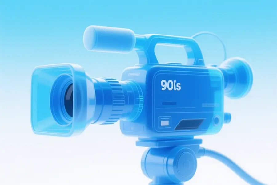 A blue translucent video camera