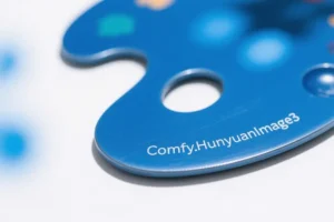 A close up of an artists pallet with the text engraved Comfy_HunyuanImage3