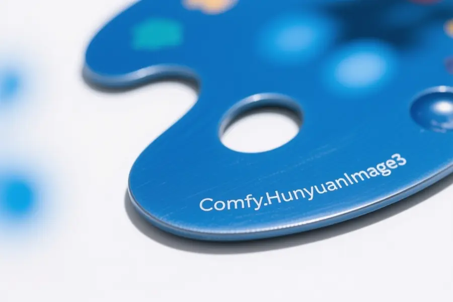 A close up of an artists pallet with the text engraved Comfy_HunyuanImage3
