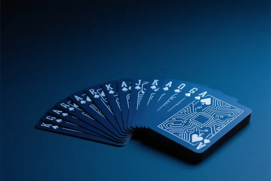 A dark blue deck of cards representing the ComfyUI-WildPromptor ComfyUI node