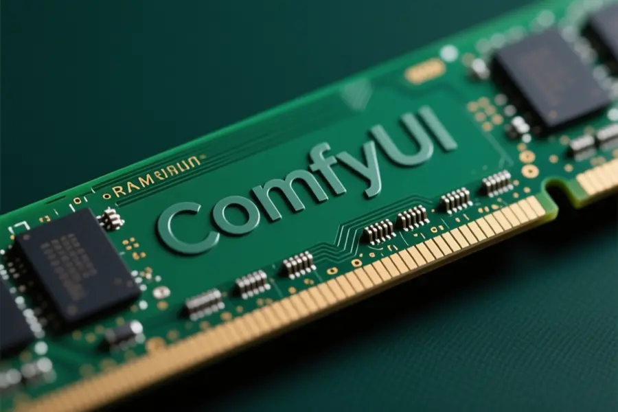 A large stick of RAM memory with word ComfyUI embossed