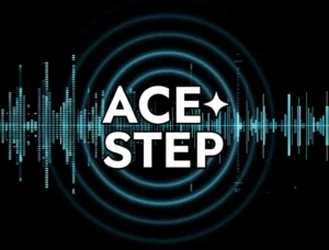 Ace-Step 1.5 digital art with audio waves behind the logo