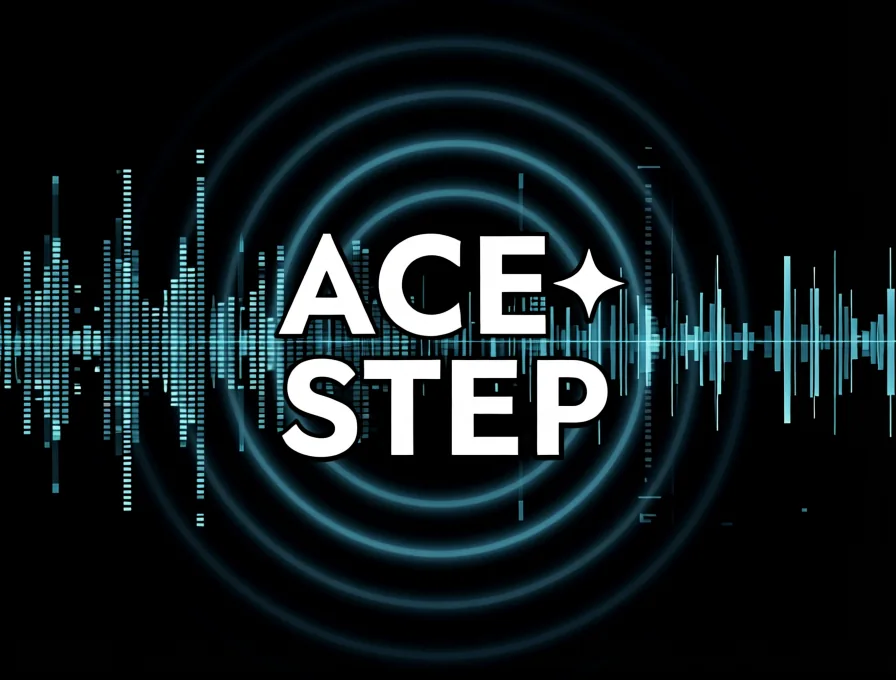 Ace-Step 1.5 digital art with audio waves behind the logo