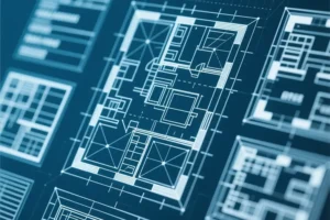 Close up of a layout design on dark sheet of paper