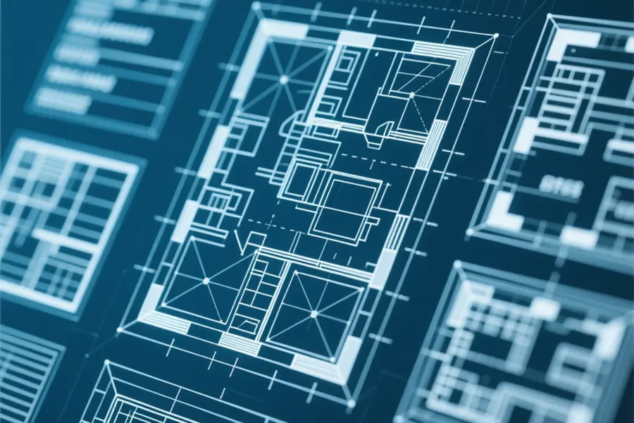 Close up of a layout design on dark sheet of paper