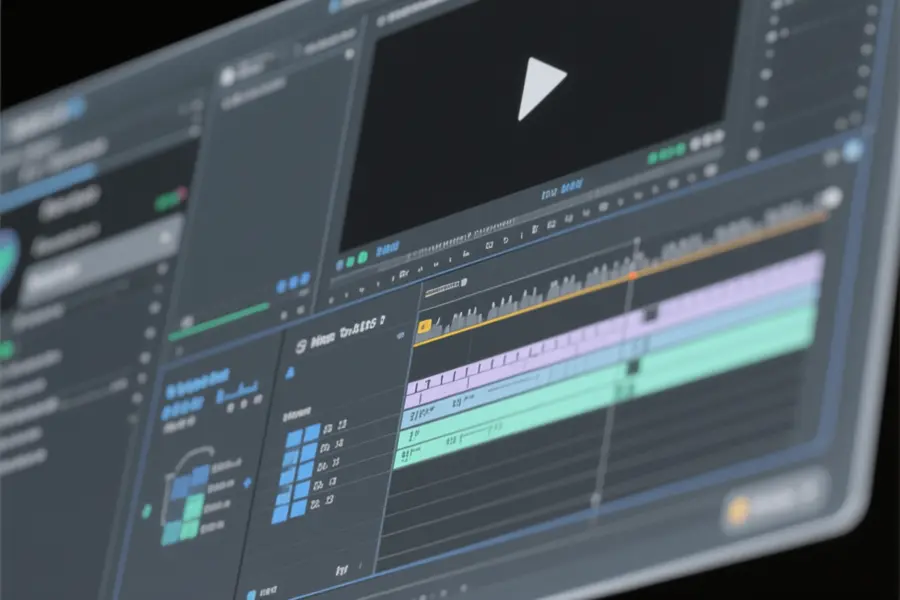 Close up shot of a digital video editing interface