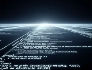 Graphical depiction of ai generated garbled javascript.