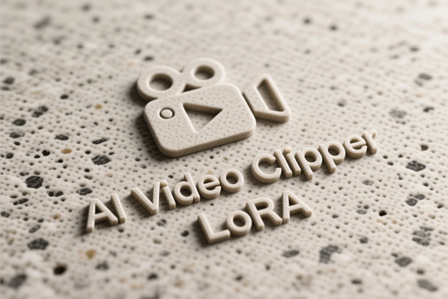 Granite themed text reads AI video clipper LoRA