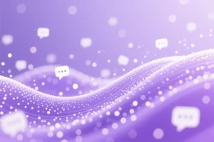 Graphical speech bubbles over rolling bokeh hills