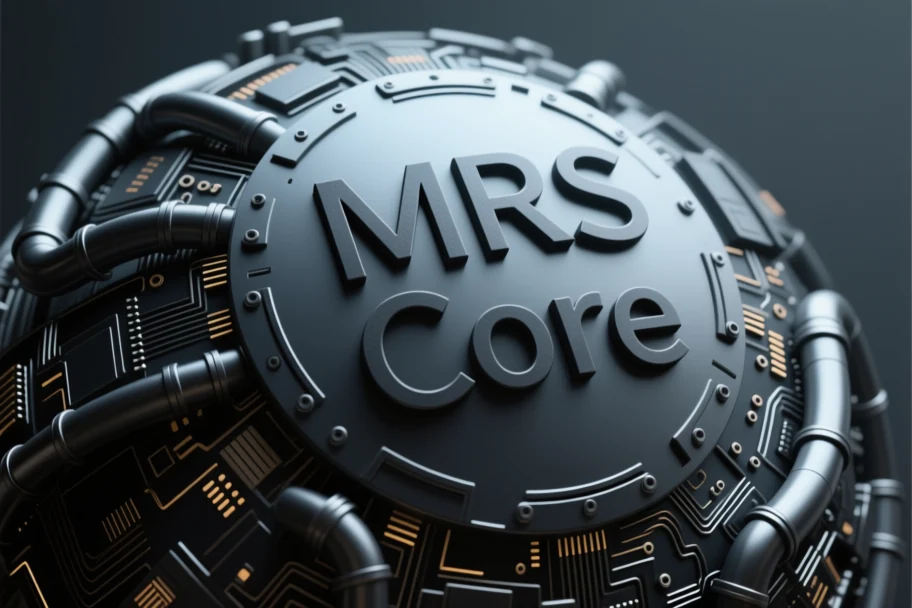 MRS Core embossed on a core engine sphere