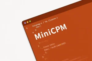 Orange interface on white background with text that says MiniCPM