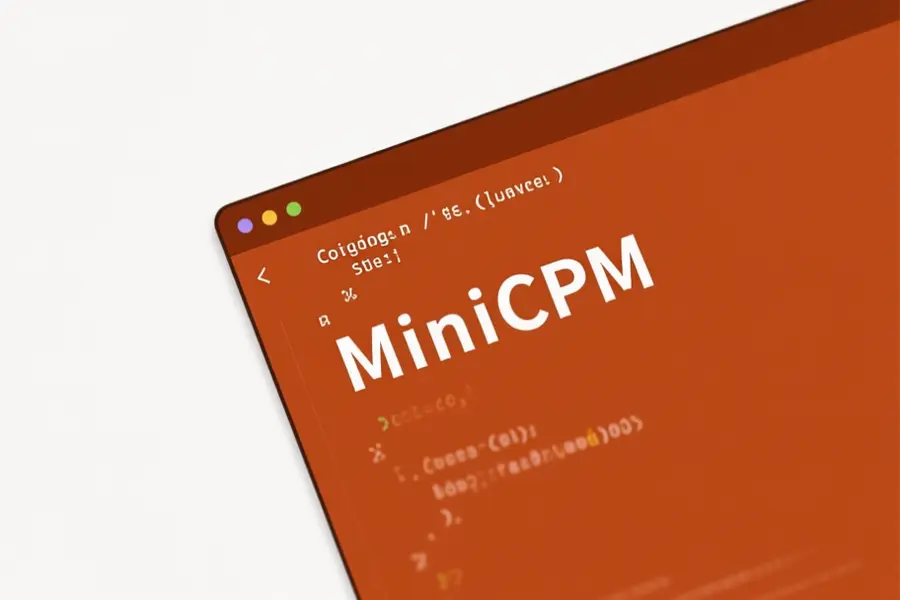 Orange interface on white background with text that says MiniCPM