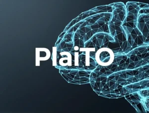 PlaiTO LLM brain node design wallpaper graphic