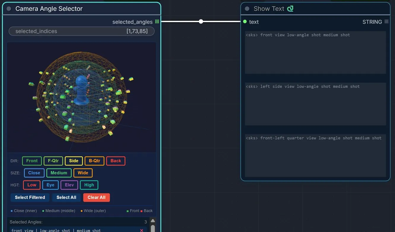 A screenshot of ComfyUI_cameraangleselector by NickPittas