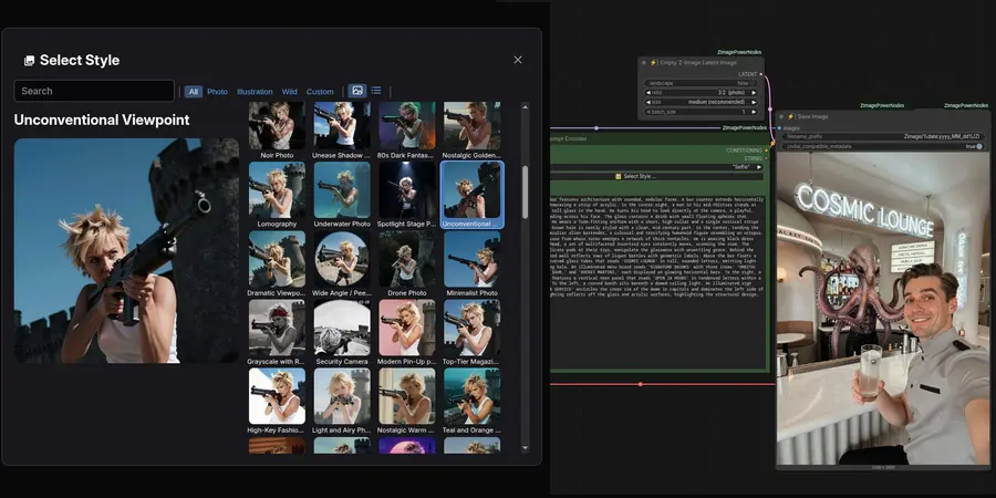 Screenshot of martin-rizzo's comfyui nodes ComfyUI-ZImagePowerNodes