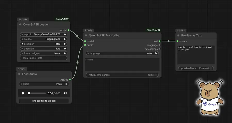 Snapshot of the ComfyUI-Qwen3-ASR custom node for Qwen3-ASR and ComfyUI