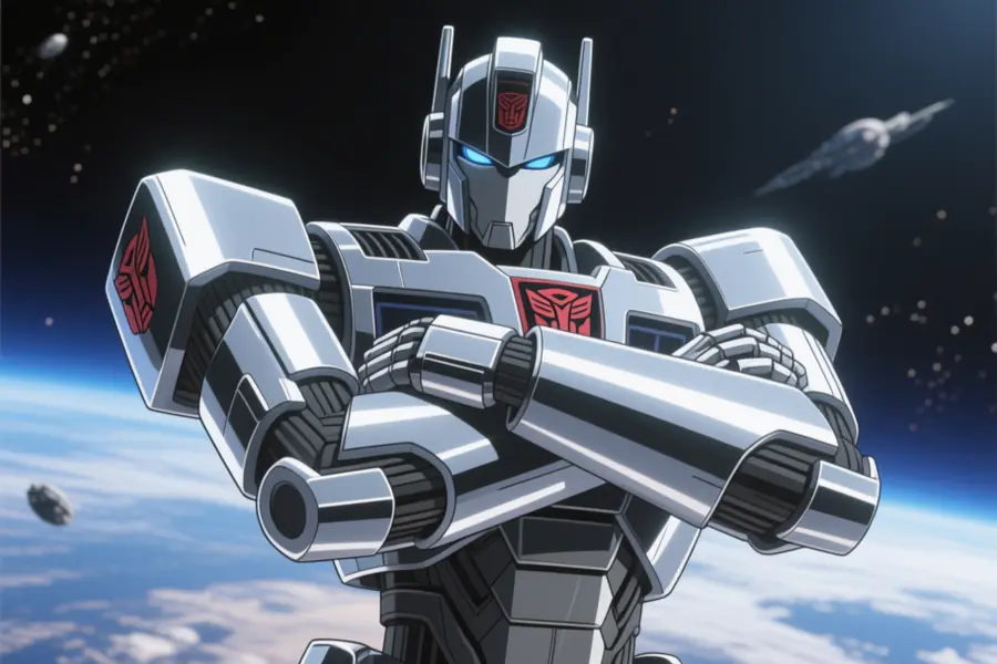 Totally not a transformer with his arms folded floating in space