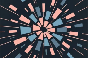 A graphic depicting a broken or shattered limit with blue and salmon colors