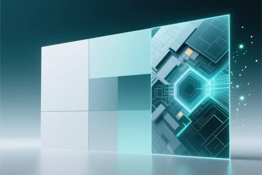 A large digital canvas divided into distinct sections hyper detailed with crisp sharp textures and vibrant colors.