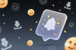 A large notification bubble surrounded by a bunch of Hugging Face emojis and icons