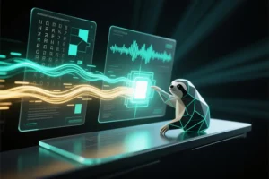 Digital sloth interacting with a floating interface