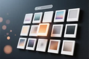 Floating arrangement of twelve image thumbnail frames organized in a neat grid pattern.