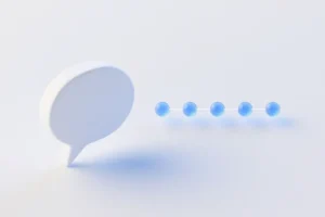 Floating speech bubble next to a line of circular nodes