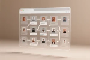Interface browser with tagged photos connected