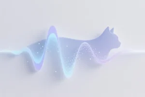 Light colored sparkly cat on a colorful wave