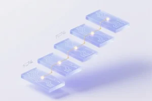 Series of six translucent pale blue rectangular panels arranged in a descending stair-step formation.