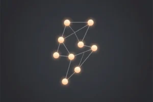 Yellow nodes connected to resemble a lighting bolt