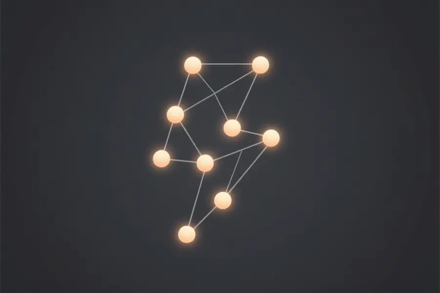 Yellow nodes connected to resemble a lighting bolt