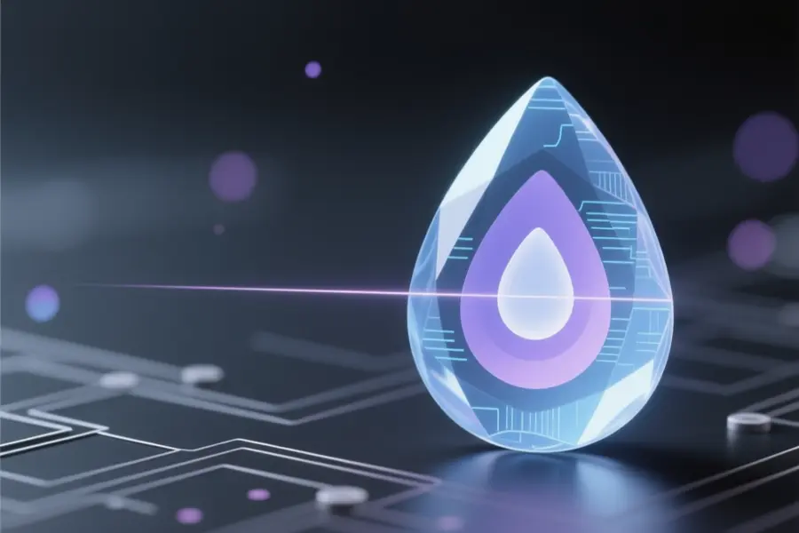 A single translucent teardrop-shaped gem containing two smaller nested teardrops within.
