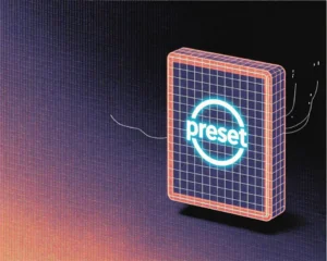 A futuristic data cartridge with a glowing save icon with a central holographic preset symbol.