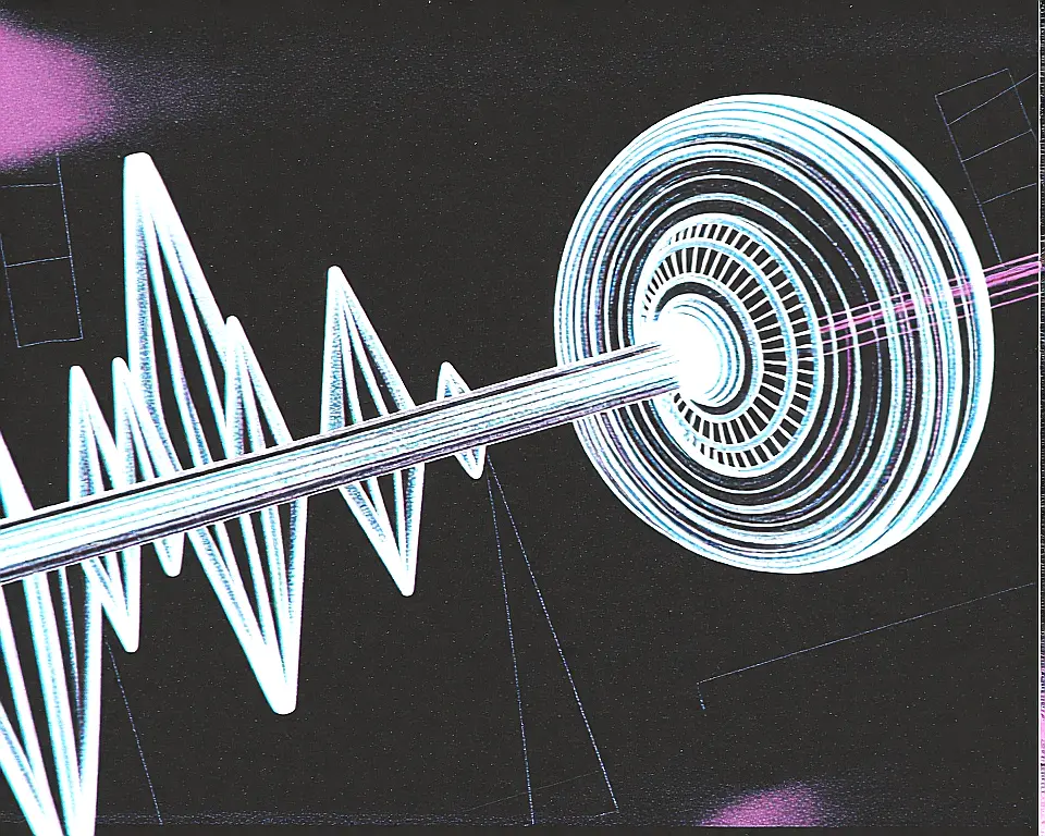 A glowing sound wave sprouting from a luminous text prompt bubble.