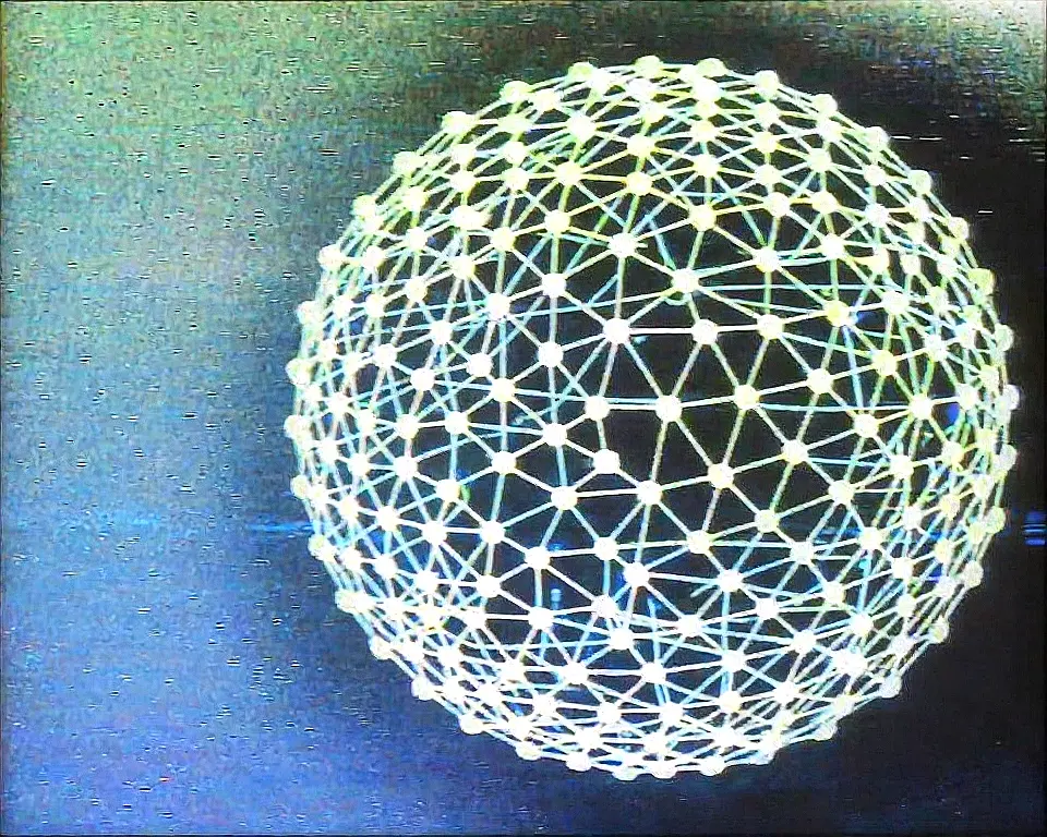 A self-organizing swarm of luminous mechanical nodes forming a neural mesh.