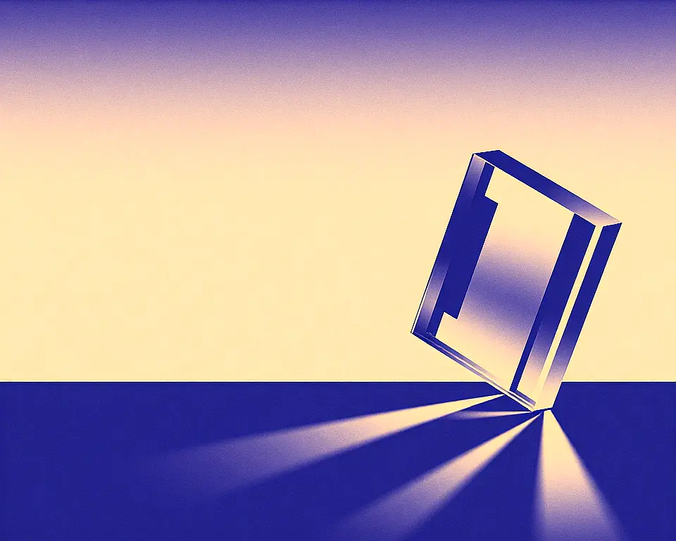 A single floating GPU chip sinking into a flat surface of brilliant paint.