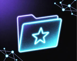 A sleek file folder with a glowing star icon.