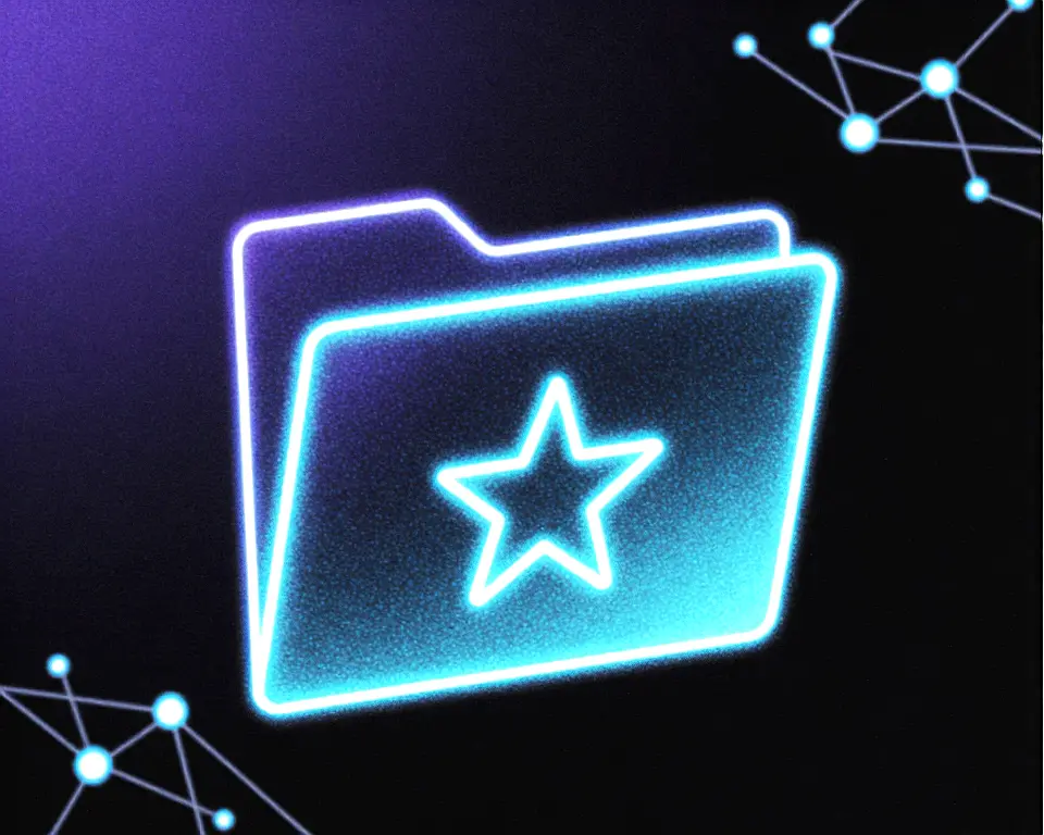 A sleek file folder with a glowing star icon.