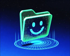 A stylized folder icon merged with the Hugging Face smile emoji.