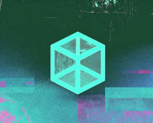 A stylized node box from a visual scripting interface with a transparent wireframe shell.