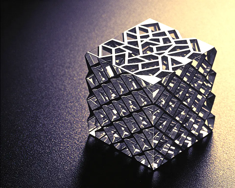 Classic two dimensional photograph transforming into a three dimensional geometric mesh.