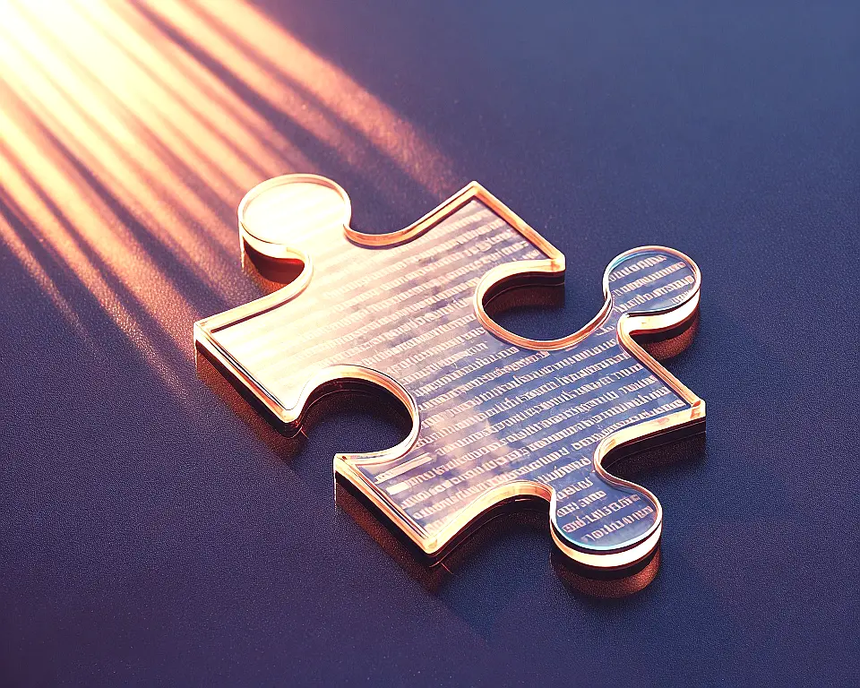 Close up object of a shattered puzzle piece magically reassembling itself.